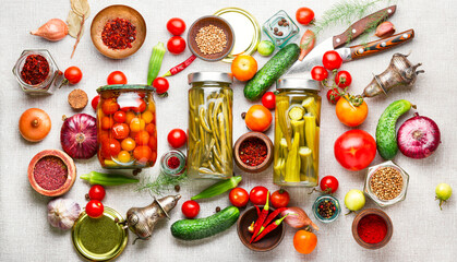 Assortment of pickled vegetable