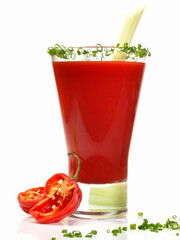 Tomato Cocktail with Chives on white Background - Isolated