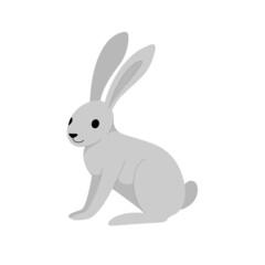 Fototapeta na wymiar Cute grey hare - cartoon animal character. Vector illustration in flat style isolated on white background.