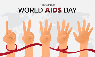 World AIDS Day Banner Background Illustration. Aids Awareness. World Aids Day concept. Red Ribbon. Vector illustration EPS10