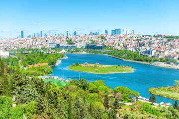 Istanbul city panorama with Golden Horn bay and view to Istanbul city architecture