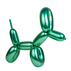 Green balloon dog rubber toy isolated on the white background