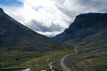 Altai mountains panorama view from drone, hill nature view of russia landscape