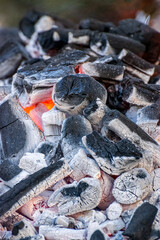 Hot wood embers