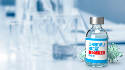 The vaccine booster and virus  in lab  for medical  or sci concept 3d rendering.
