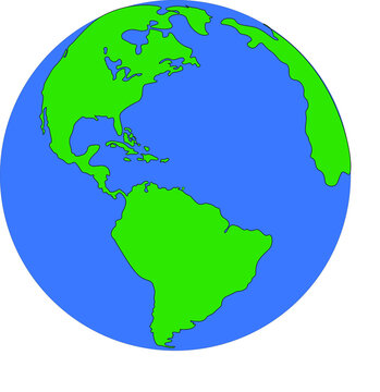 Drawed planet Earth isolated with green and brown colors. North and south America. Element of this image were furnished by NASA