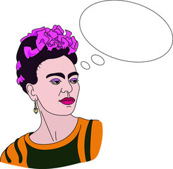 Illustration of Frida Kahlo with speach bubble