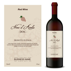 Premium Quality Red Wine Label with Bottle