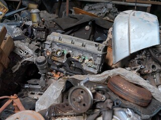 Fototapeta premium old car engine