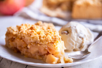 Apple pie, traditional homemade fruit cake with cinnamon