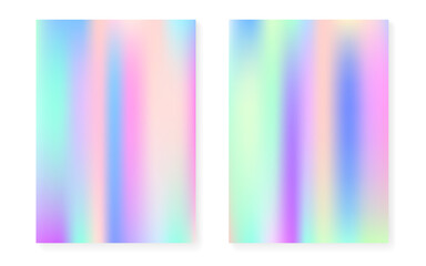 Holographic cover set with hologram gradient background. - obrazy, fototapety, plakaty