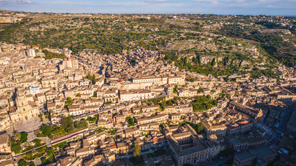 Obraz premium Wonderful View of Modica City Centre from above, Ragusa, Sicili, Italy, Europe, World Heritage Site