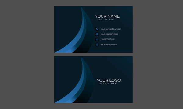 Modern navy blue business card design template with abstract style
