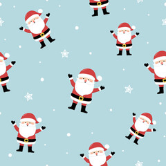 Christmas texture with Santa Claus. Seamless pattern. Vector