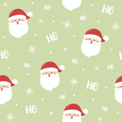 Design of seamless pattern with funny Santa Claus. Vector