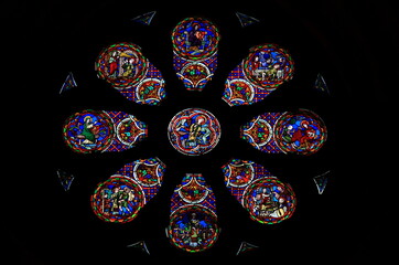 Stained glass rose window