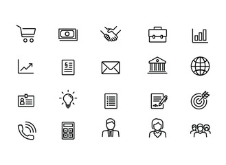 business and finance commercial outline icon set