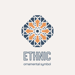 Mosaic arabic ornament. Vector circular emblem for ornamental design or logos