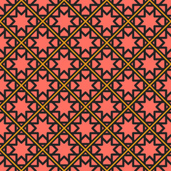 Seamless texture with arabic geometric ornament. Vector oriental mosaic pattern