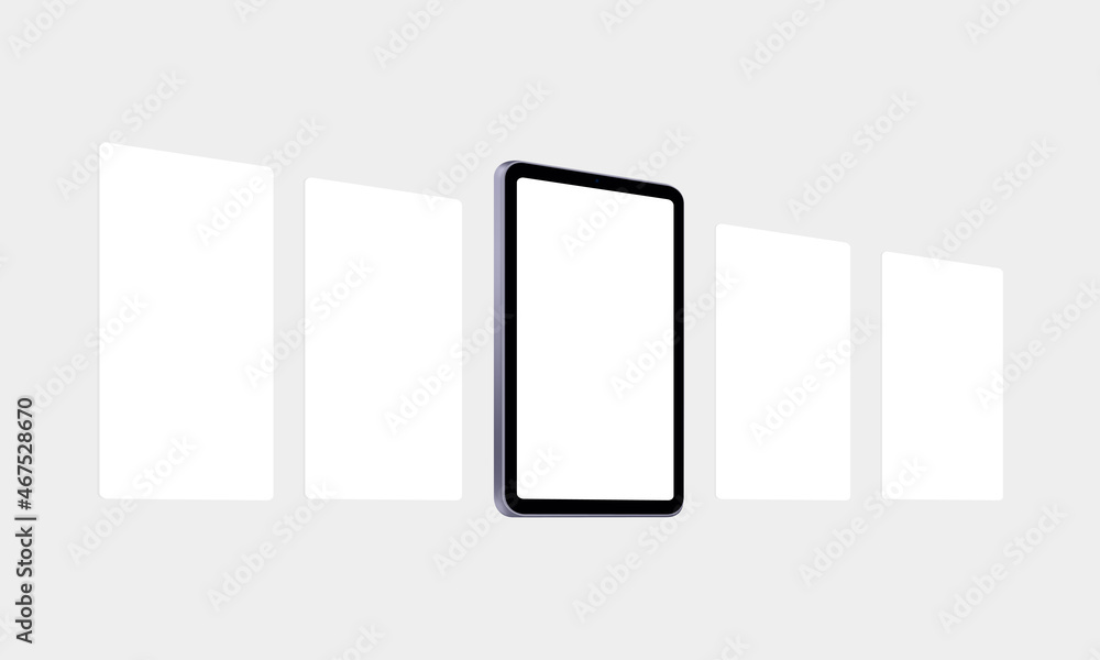 Poster tablet mockup with blank web pages. concept for showcasing mobile web-design projects. vector illust