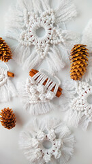 Christmas decorations in the macrame technique