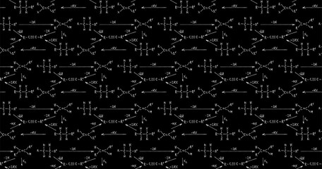 Chemical formula and outlines on blackboard. Vector seamless pattern. Scientific  and education background. 
