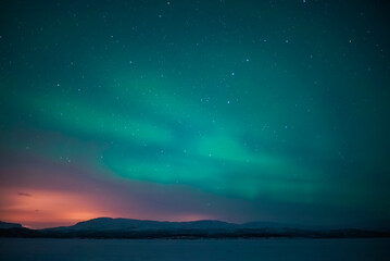 Naklejka na ściany i meble aurora borealis northern lights in Swedish lapland 