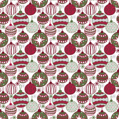 Christmas tree ball seamless pattern, digital paper, fabric pattern