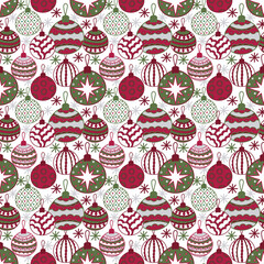 Christmas tree ball seamless pattern, digital paper, fabric pattern