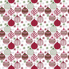 Christmas tree ball seamless pattern, digital paper, fabric pattern