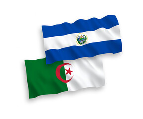 Flags of Republic of El Salvador and Algeria on a white background