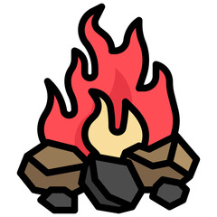 BONFIRE filled outline icon,linear,outline,graphic,illustration
