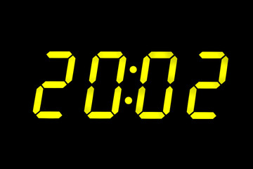 eighties fluo yellow alarm clock digits overlay