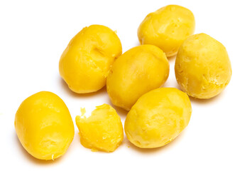 Boiled potatoes isolated on a white background.