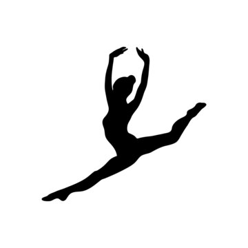 Creative silhouette of gymnastic girl. Art gymnastics dancing woman