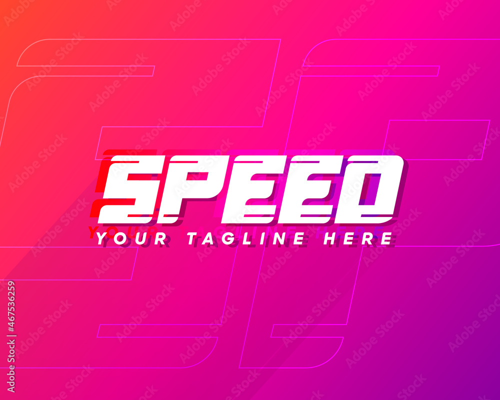 Poster purple gradient speed logotype. typography logo design. creative flat and minimal logo design. speed