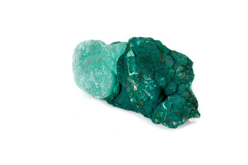 Macro mineral stone Malachite against white background