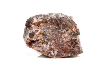 Macro mineral stone Cobalt Calcite rock on white background