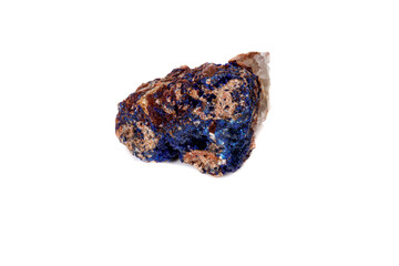 Macro mineral stone Malachite and Azurite against white background