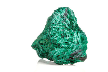 Macro mineral stone plisoviy, plush, satin malachite on a white background