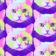 Vector drawing cute cats. Cat pet icon. For printing on fabric.