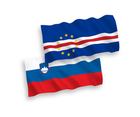 Flags of Slovenia and Republic of Cabo Verde on a white background