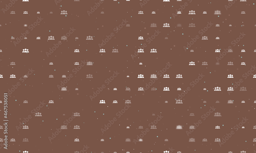Poster seamless background pattern of evenly spaced white people symbols of different sizes and opacity. ve