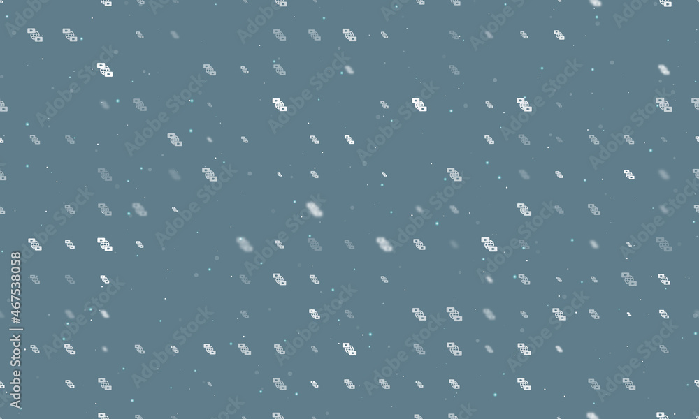 Poster seamless background pattern of evenly spaced white videoconference symbols of different sizes and op