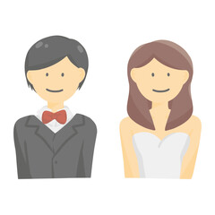 bride groom for wedding color illustration