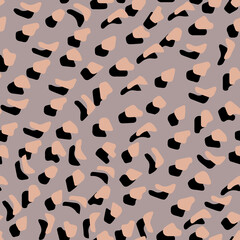 Abstract leopard skin vector seamles pattern.  irregular brush spots and  backgrounds. Abstract wild animal skin print. Simple irregular geometric design.