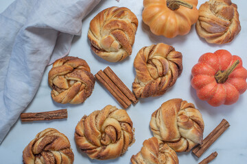 sweet home made pumpkin spice cinnamon roll buns