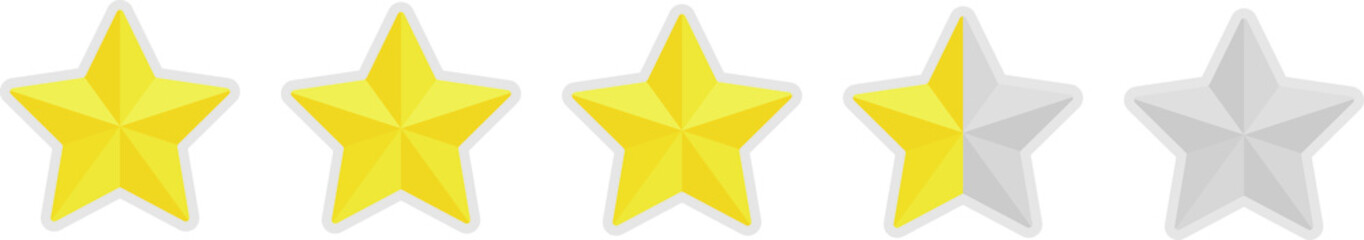 星4.5のベクターアイコン（5段階中）