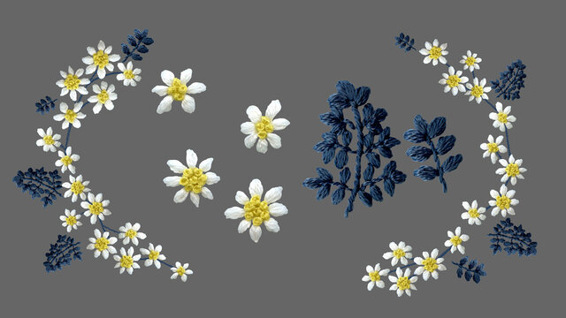白い小花の刺繍装飾