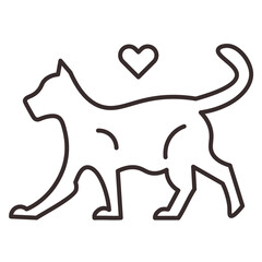 Waling cat heart love animals pet vector icon sign illustration symbol design